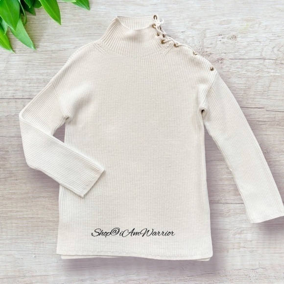 J.Crew ivory lace up mock neck tunic sweater *shop@iamwarrior - Picture 2 of 8